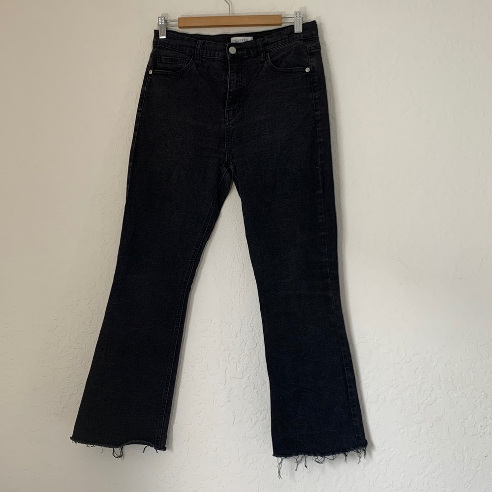 Harper Heritage Jeans Womens 28 Black High Rise‎ Kick Crop Raw Hem Grunge Edgy